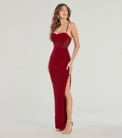 Rose Formal Mesh Corset Column Dress