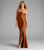 Cheryl Strapless Slit Mermaid Formal Dress