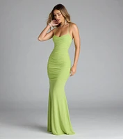 Jae Formal Mesh Ruched Mermaid Long Dress