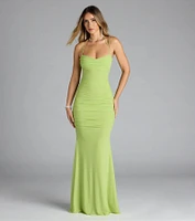 Jae Formal Mesh Ruched Mermaid Long Dress
