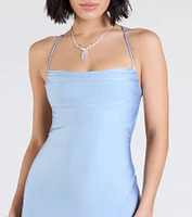 Delia Formal Cowl Neck Long Dress