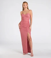 Chloe Lace-Up Ruched Column Formal Dress