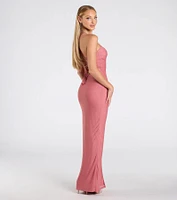 Chloe Lace-Up Ruched Column Formal Dress