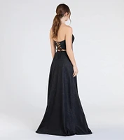 Charlotte Strapless Corset A-Line Glitter Formal Dress