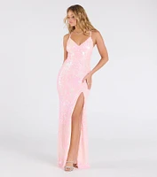 Rosie Lace-Up Slit Mermaid Sequin Formal Dress