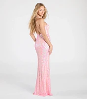 Kensley Open Back Slit Sequin Formal Dress