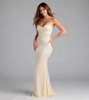 Haisley Open Back Floral Lace Mermaid Dress
