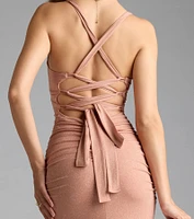 Tatiana Lace-Up Mermaid Glitter Formal Dress