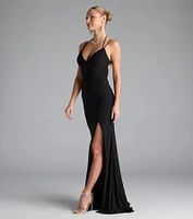 Ariadna Strappy Open Back Slit Glitter Formal Dress
