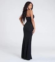 Perry Glitter Knit Wrap Slit Mermaid Dress