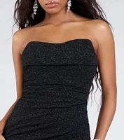 Perry Glitter Knit Wrap Slit Mermaid Dress