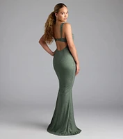 Catherine Open Back Mermaid Glitter Formal Dress