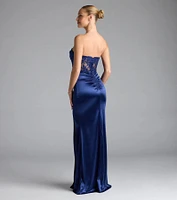 Paula Satin Strapless High Slit Mermaid Dress