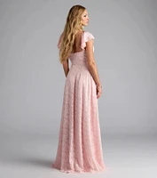 Vittoria Flutter Sleeve A-Line Chiffon Formal Dress