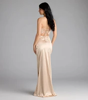 Elenora Lace-Up Mermaid Satin Formal Dress