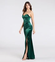 Lilyana Sweetheart Slit Satin Formal Dress