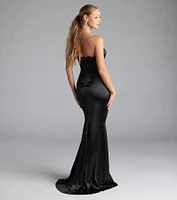 Amari Strapless Applique Mermaid Satin Formal Dress
