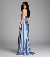 Christiane Corset Satin Formal Dress With Sash