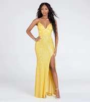 Saige Formal Sequin Lace-Up Mermaid Dress
