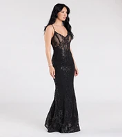 Lindsay Corset Mermaid Sequin Glitter Formal Dress