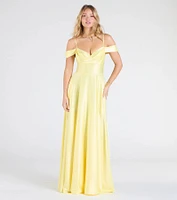 Alira Cold Shoulder A-Line Satin Formal Dress