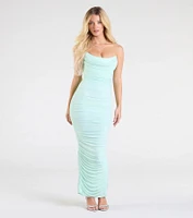 Saisha Strapless Bodycon Mesh Formal Dress