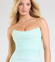 Saisha Strapless Bodycon Mesh Formal Dress