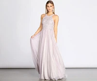 Briella Lace High Neck Tulle Ball Gown