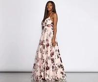 Mariah Floral Foil Print Ball Gown