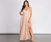 Dacia Embroidery Mesh Rhinestone Ball Gown