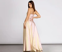 Jamille Metallic Glitter Pleated Ball Gown