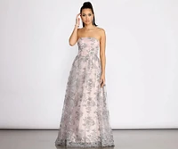 Sinclair Embroidered Strapless Ball Gown