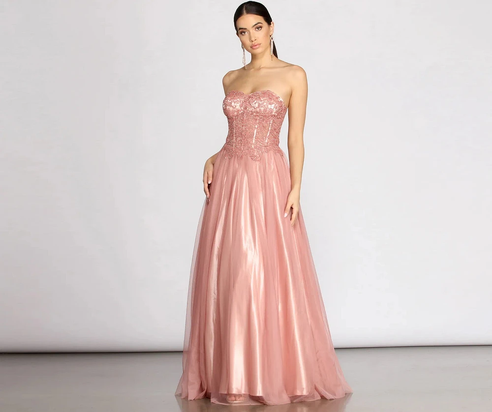 Jaime Floral Mesh Ball Gown