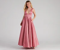 Angelita Taffeta Deep V Ball Gown