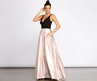Alex Pleated Satin Ball Gown