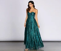 Rae Strapless Glitter Ball Gown