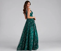 Kristin Formal Embroidered Glitter Ball Gown