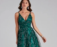 Kristin Formal Embroidered Glitter Ball Gown