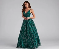 Kristin Formal Embroidered Glitter Ball Gown