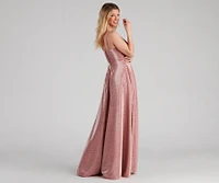 Noelle Formal Woven Glitter Ball Gown