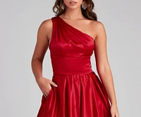 Naomi One-Shoulder Satin Ball Gown