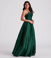 Kayla Satin Cowl A-Line Ball Gown