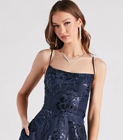 Helga Sequin Embroidered A-Line Ball Gown