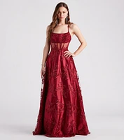 Monica Sequin Embroidered Lace Ball Gown