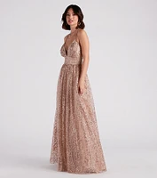Stacy Glitter Sequin Tulle Ball Gown