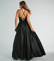 Georgina Satin Corset Lace-Up A-Line Ball Gown