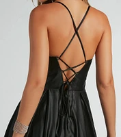 Georgina Satin Corset Lace-Up A-Line Ball Gown