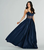 Georgina Satin Corset Lace-Up A-Line Ball Gown