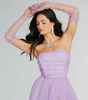 Brie Glitter Polka Dot Tulle Ball Gown With Gloves