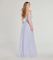Raelynn Off-The-Shoulder A-Line Lace Ball Gown